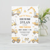 Construction Boy Birthday Invitation Kaart (Staand voorkant)