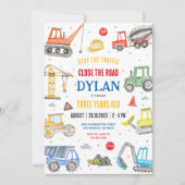 Construction Boy Birthday Invitation Kaart (Voorkant)