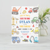 Construction Boy Birthday Invitation Kaart (Staand voorkant)