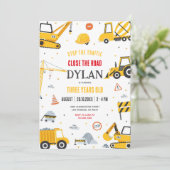 Construction Boy Birthday Invitation Kaart (Staand voorkant)