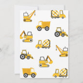 Construction Boy Birthday Invitation Kaart (Achterkant)