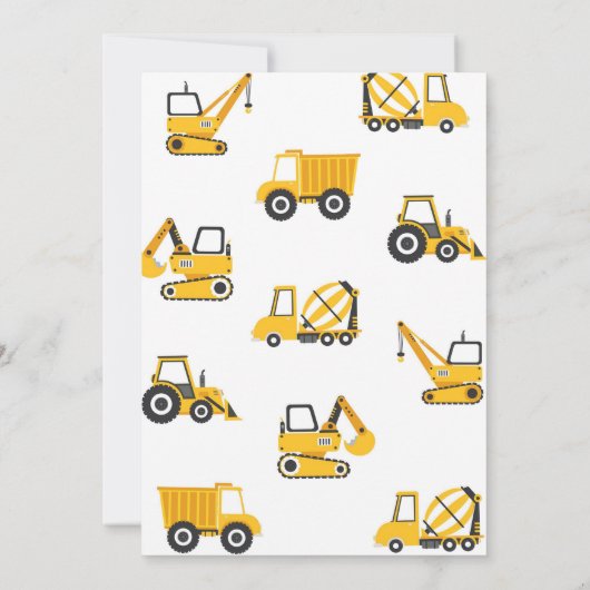 Construction Boy Birthday Invitation Kaart (Achterkant)