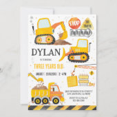 Construction Boy Birthday Invitation Kaart (Voorkant)