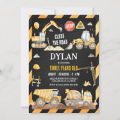 Construction Boy Birthday Invitation Kaart (Voorkant)
