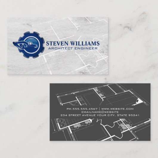 Construction Builder Logo | Blueprint  Visitekaartje (Voorkant / Achterkant)