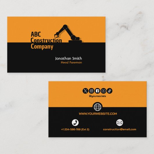 Construction Building Crane Business Card Visitekaartje (Voorkant / Achterkant)