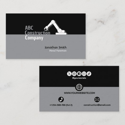 Construction Building Crane Business Card Visitekaartje (Voorkant / Achterkant)