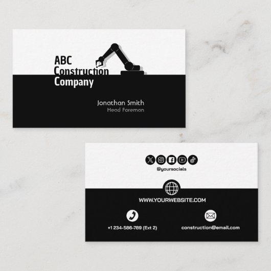 Construction Building Crane Business Card Visitekaartje (Voorkant / Achterkant)