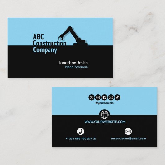 Construction Building Crane Business Card Visitekaartje (Voorkant / Achterkant)