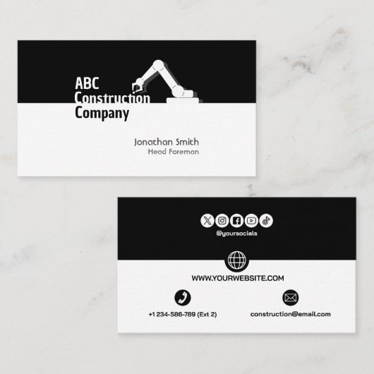 Construction Building Crane Business Card Visitekaartje (Voorkant / Achterkant)