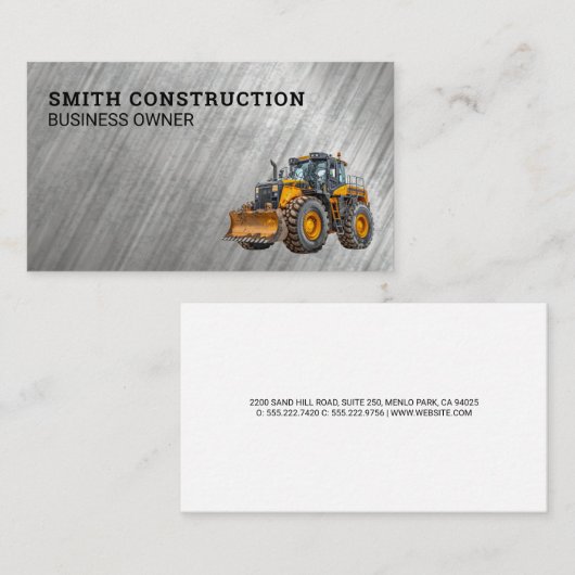 Construction Bulldozer |  Visitekaartje (Voorkant / Achterkant)
