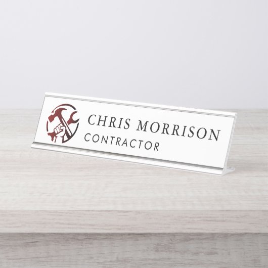 Construction Business Marketing Logo Bureau Naambordje (Voorkant)