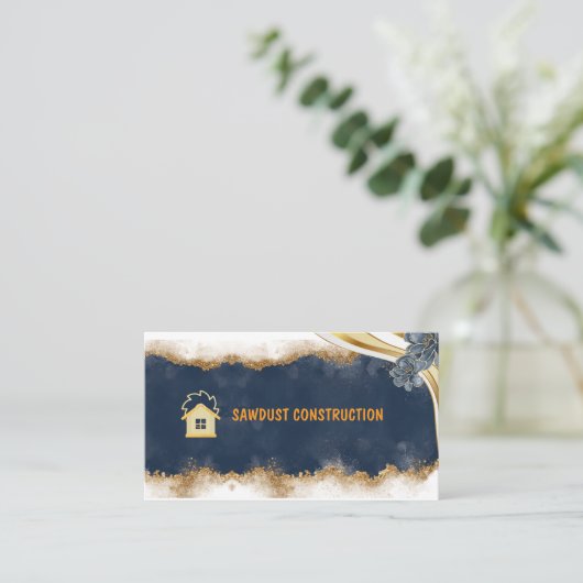 Construction Carpenter Wooden dark rustic timber Visitekaartje (Staand voorkant)