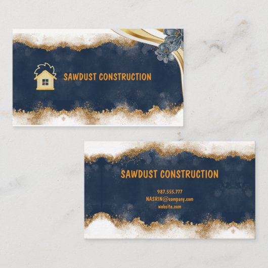 Construction Carpenter Wooden dark rustic timber Visitekaartje (Voorkant / Achterkant)