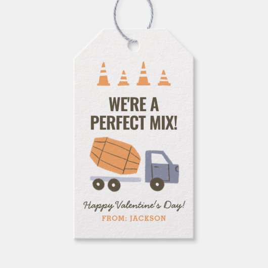 Construction Cement Mixer Kinder Classroom Valenti Cadeaulabel (Voorkant)