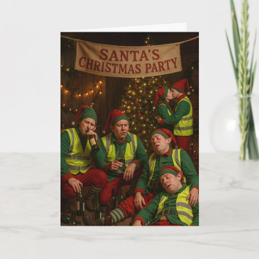 Construction Christmas card - drunk elves! Kaart (Voorkant)