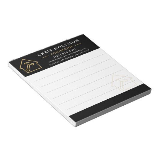 Construction Company Black Gold Notepad Notitieblok (Schuin)
