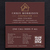 Construction Company Burgundy Gold QR Code Visitekaartje