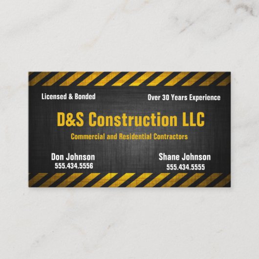 Construction Company Caution Visitekaartje (Voorkant)