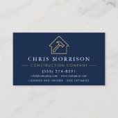 Construction Company QR Code Navy Blue Gold  Visitekaartje (Voorkant)