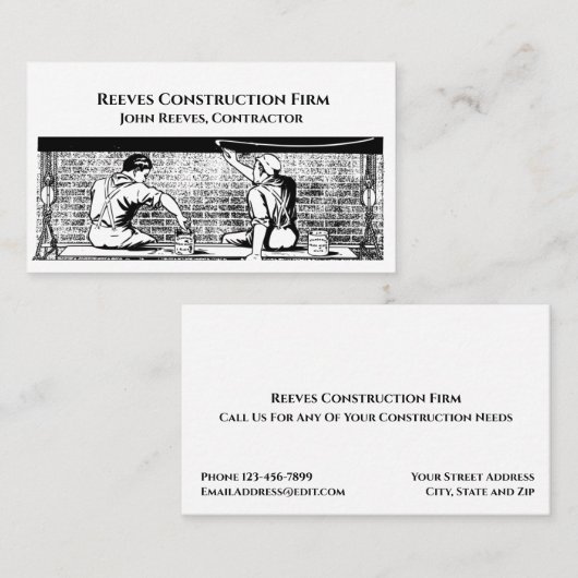Construction Contractor Architect Business Card Visitekaartje (Voorkant / Achterkant)