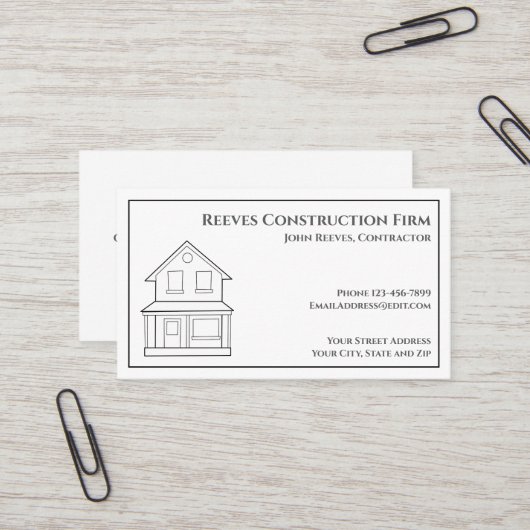 Construction Contractor Architect Business Card Visitekaartje (Voorkant / Achterkant in situ)