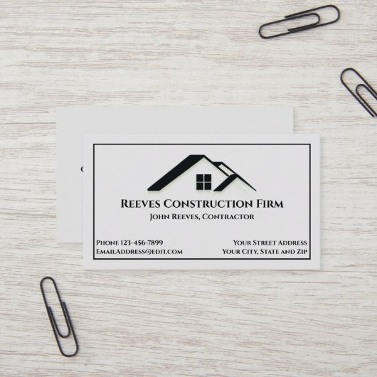 Construction Contractor Roofer Business Cards Visitekaartje (Voorkant / Achterkant in situ)