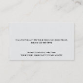 Construction Contractor Roofer Business Cards Visitekaartje (Achterkant)