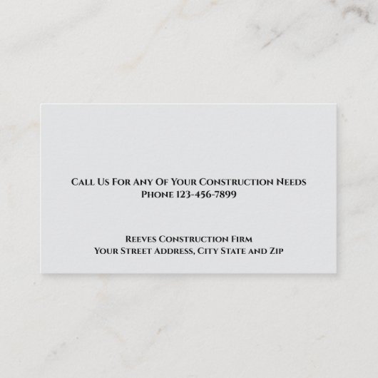 Construction Contractor Roofer Business Cards Visitekaartje (Achterkant)