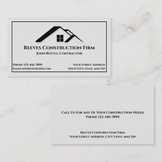 Construction Contractor Roofer Business Cards Visitekaartje (Voorkant / Achterkant)