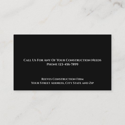 Construction Contractor Roofer Business Cards Visitekaartje (Achterkant)