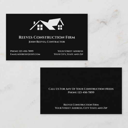 Construction Contractor Roofer Business Cards Visitekaartje (Voorkant / Achterkant)