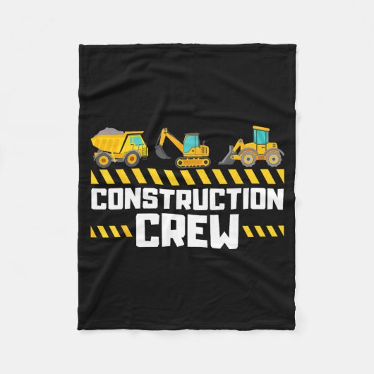 Construction Crew Worker Excavator Boys Girls Kids Fleece Deken (Voorkant)