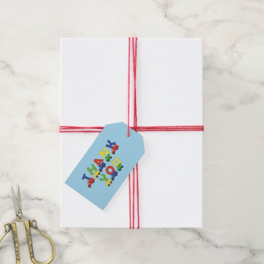 Construction Cute Trucks Boy Baby shower Cadeaulabel (Met Touw)