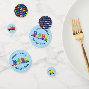 Construction Cute Trucks Boy Baby shower Confetti