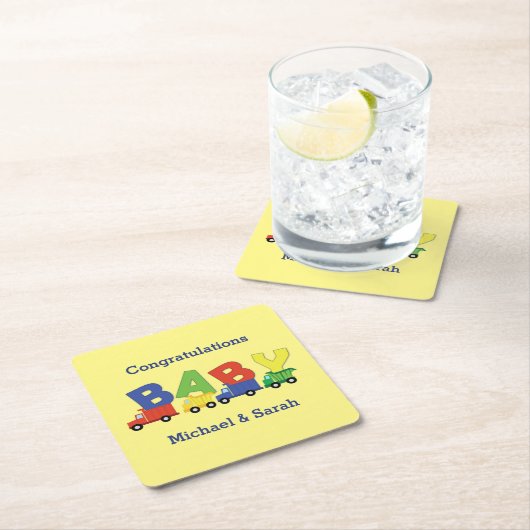 Construction Cute Trucks Boy Baby shower Kartonnen Onderzetters (Insitu)