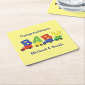 Construction Cute Trucks Boy Baby shower Kartonnen Onderzetters (Schuin)