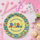 Construction Cute Trucks Boy Baby shower Papieren Bordje (Feest)
