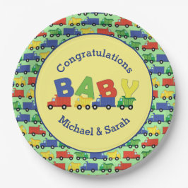 Construction Cute Trucks Boy Baby shower Papieren Bordje