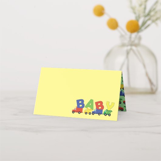 Construction Cute Trucks Boy Baby shower Plaatskaartje (Voorkant)