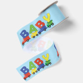 Construction Cute Trucks Boy Baby shower Satijnen Lint (Achterkant)