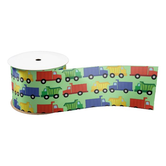 Construction Cute Trucks Boy Baby shower Satijnen Lint (Spoel)