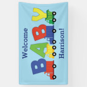 Construction Cute Trucks Boy Baby shower Spandoek (Verticaal)