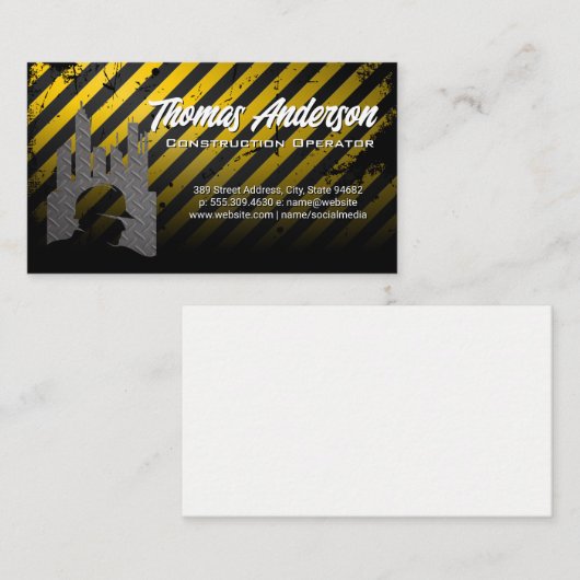 Construction Developer Logo | Voorzichtigheid Visitekaartje (Voorkant / Achterkant)