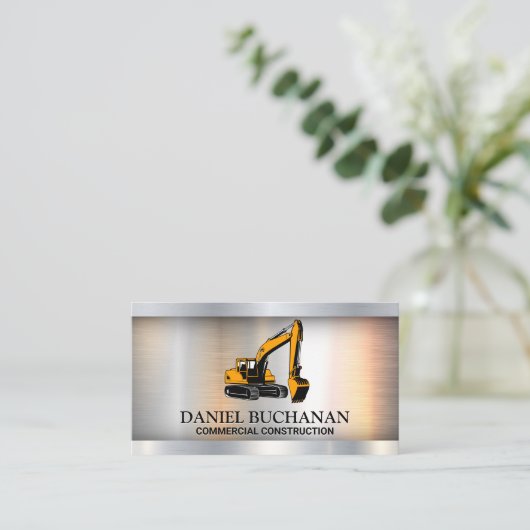 Construction Dozer | Metaal Visitekaartje (Staand voorkant)