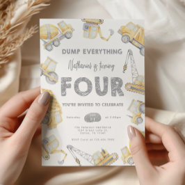 Construction Dump Truck FOUR 4th Birthday Party Kaart