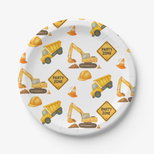 Construction Dump Truck Kids Any Age Birthday Papieren Bordje (Voorkant)