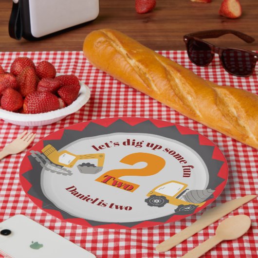 Construction Dump Truck Papieren Bordje (Picknick)