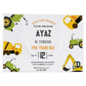 Construction Dump Truck Party Boy Birthday  Groot Cadeauzakje (Achterkant)