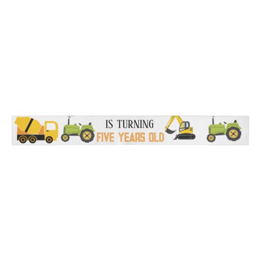 Construction Dump Truck Party Boy Birthday  Grosgrain Lint (Voorkant)
